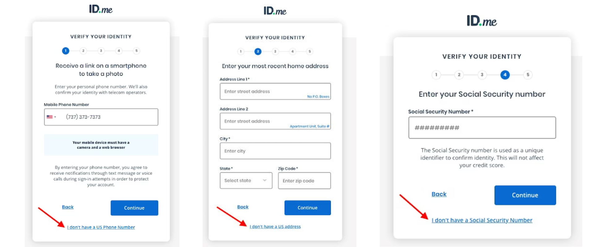 ID.me information review screenshot ID.me information review sample screenshot