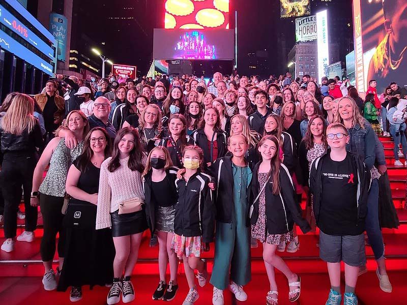 kids and parents in Times Square, New York City