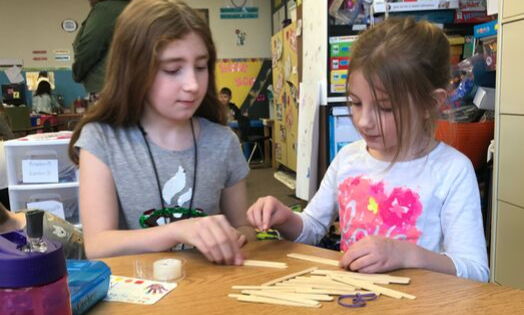 Students in Sarah Hill’s Cowan Elementary School kindergarten class combined literacy and STEAM (science, technology, engineering, arts, and math) by asking students to create physical solutions to problems presented in classic storybooks as part of a Robert P. Bell Education Grant awarded late last school year. Students in Sarah Hill’s Cowan Elementary School kindergarten class combined literacy and STEAM (science, technology, engineering, arts, and math) by asking students to create physical solutions to problems presented in classic storybooks as part of a Robert P. Bell Education Grant awarded late last school year.