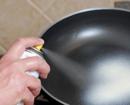 spray on pan