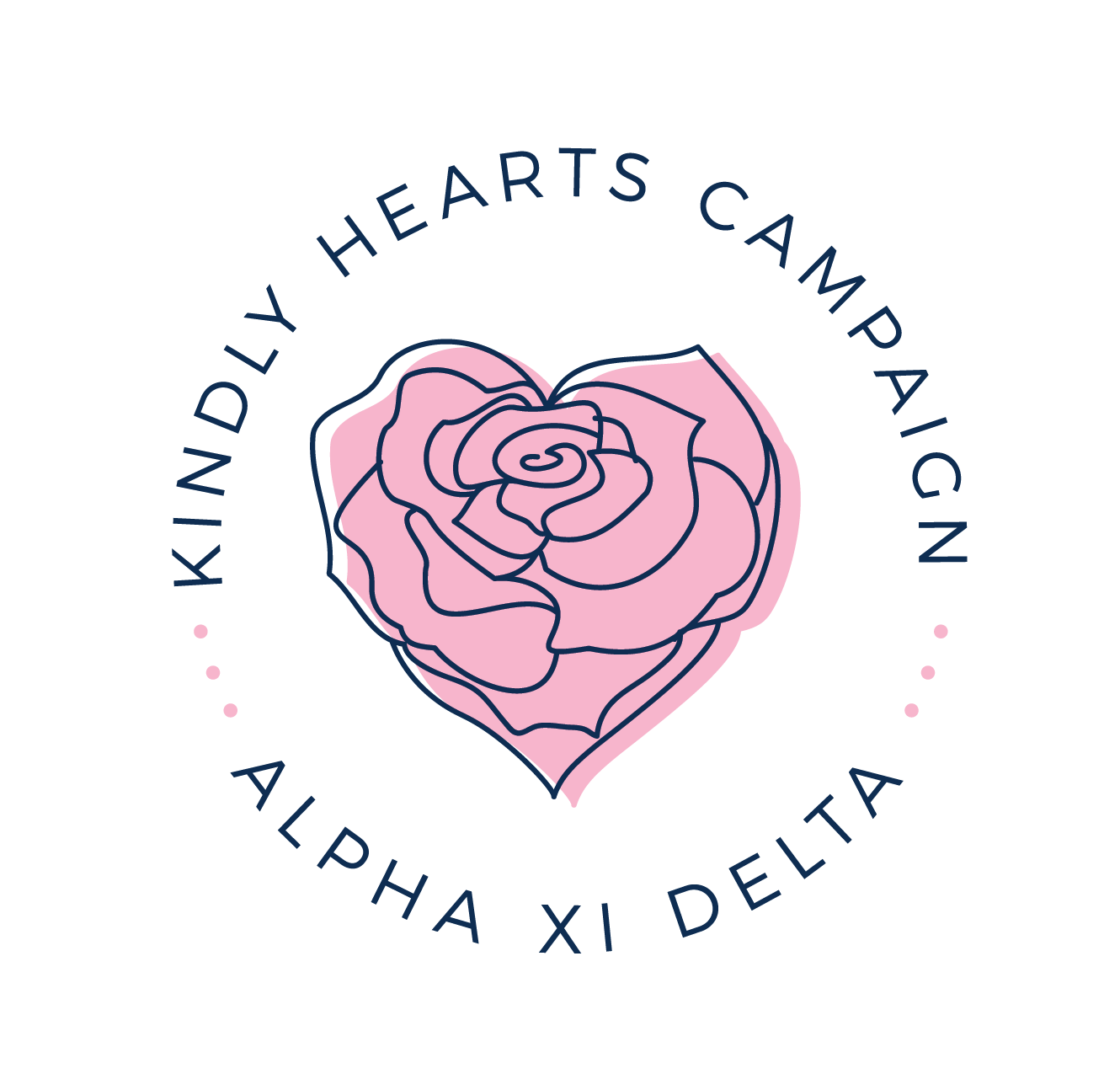 Kindly Hearts Campaign logo featuring a pink heart and graphic rose