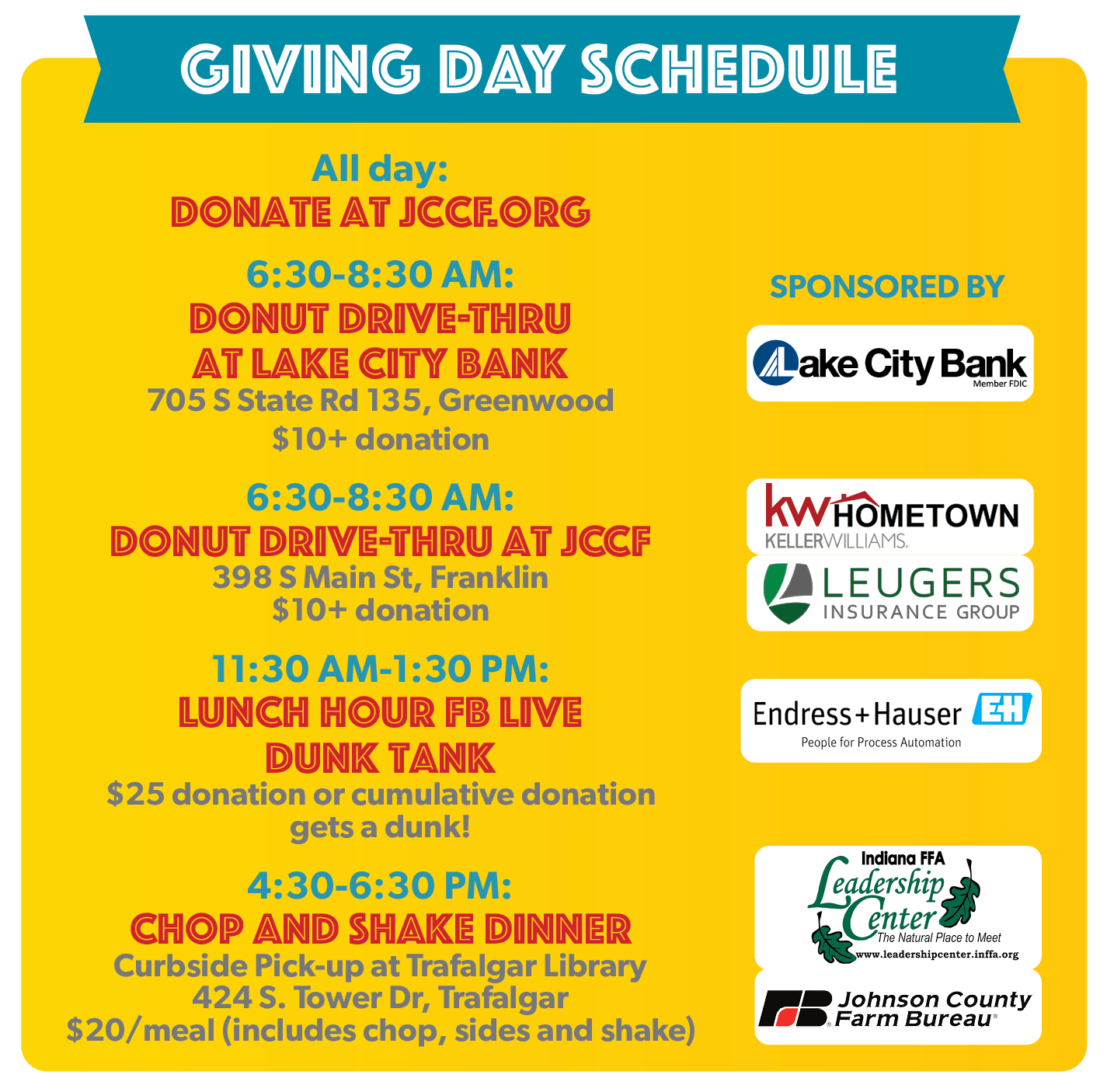 Giving Day 2020 schedule
