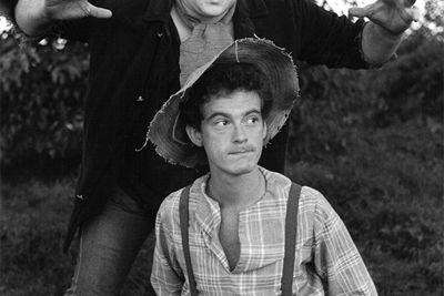 Dan Scharbrough as Pap Finn and Scott Arendall as Huck Finn in the 1986 production of HUCK AND JIM
