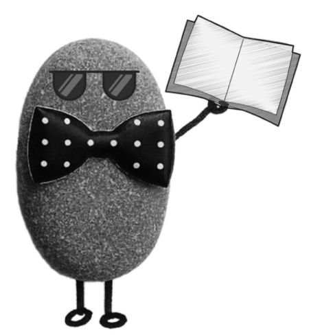 Libraries Rock - Lone Rock with Book Rock person holding book