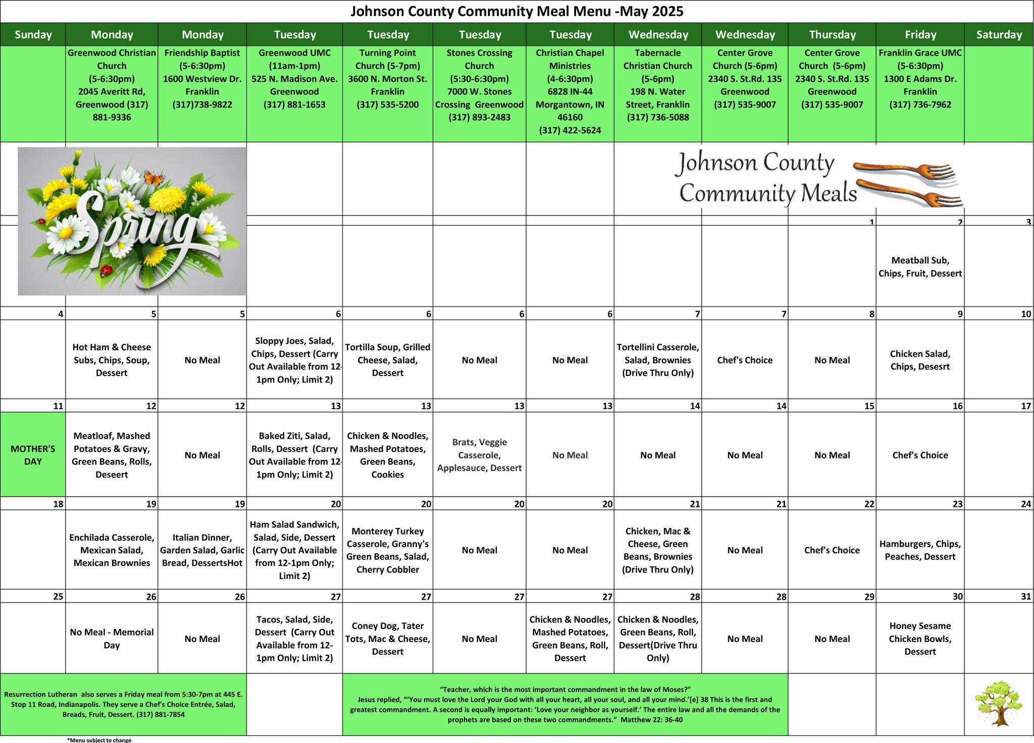 Free Meal Calendar May 2025 Indian Creek Schools