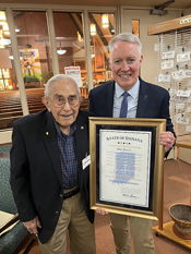 Goode Presents Dick Becker with Distinguished Hoosier Award