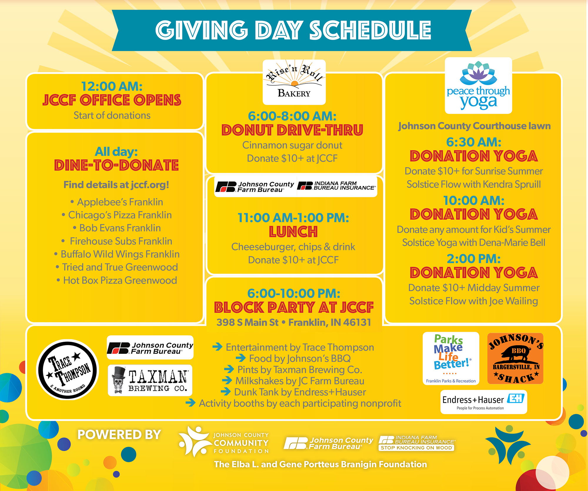 Giving Day schedule Giving Day schedule