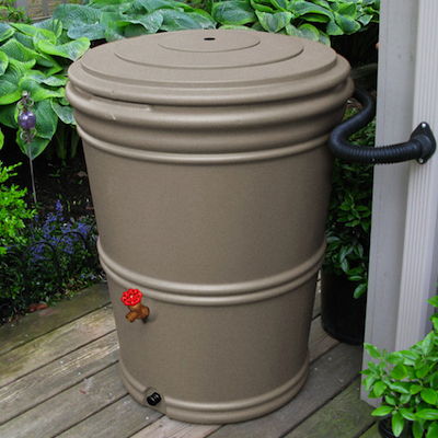 Picture of the 45 gallon granite color rainstation with top sealed and hooked up Picture of the 45 gallon granite color rainstation with top sealed and hooked up