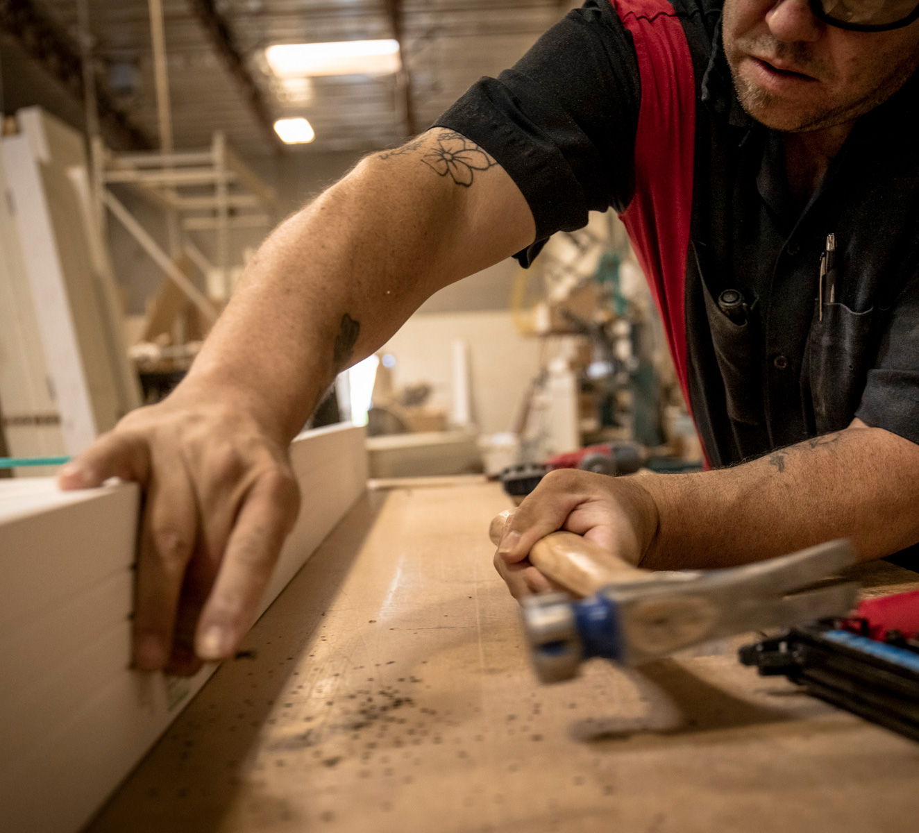 Man working on door