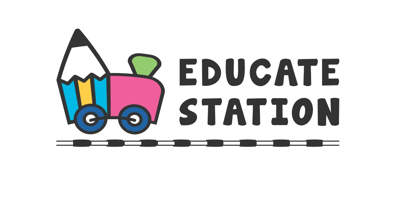 Educate Station logo blue and pink pencil car