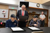 Alting presents Sagamore of the Wabash awards to World War II veterans