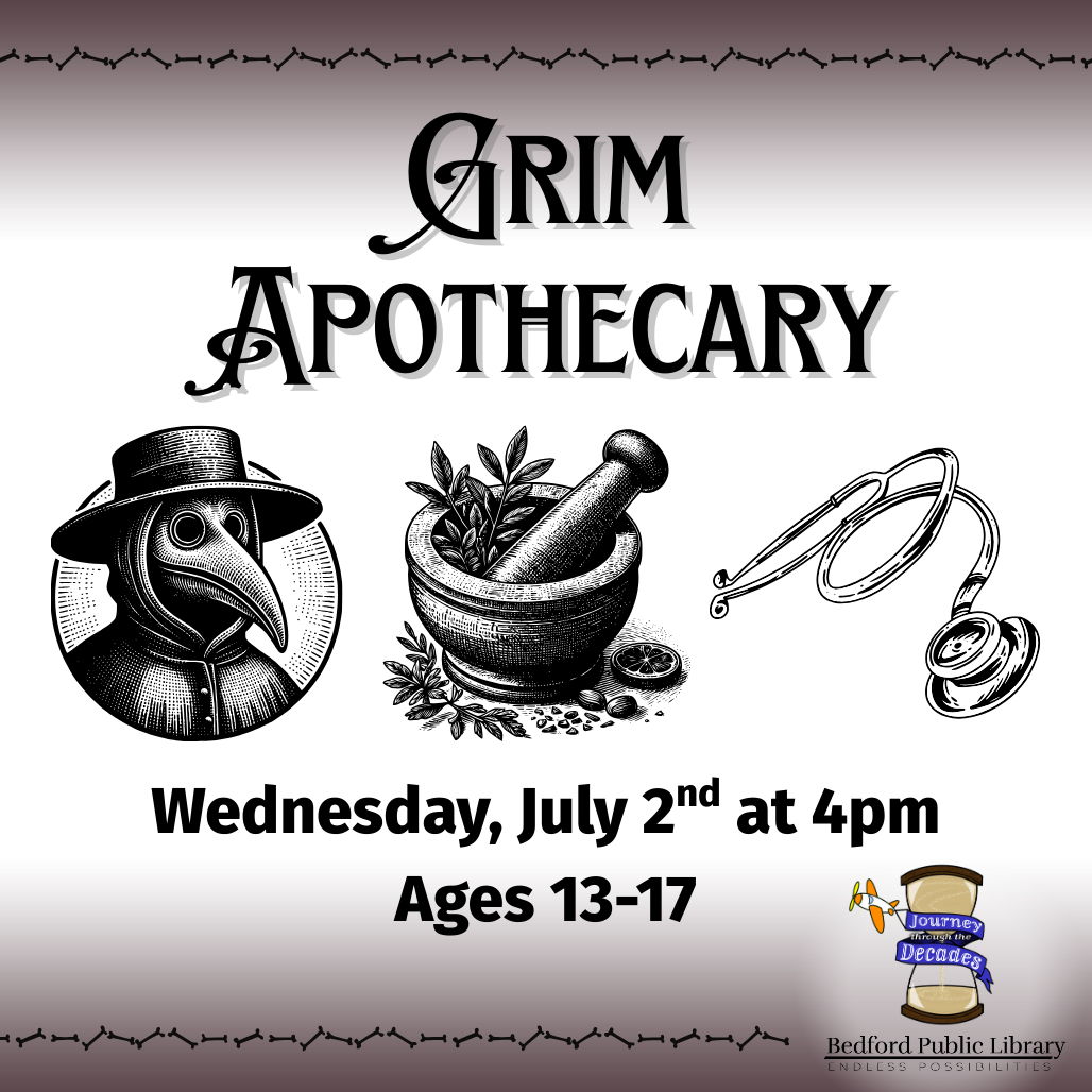 Grim Apothecary A plague doctor, a mortar and pestle, and a stethoscope