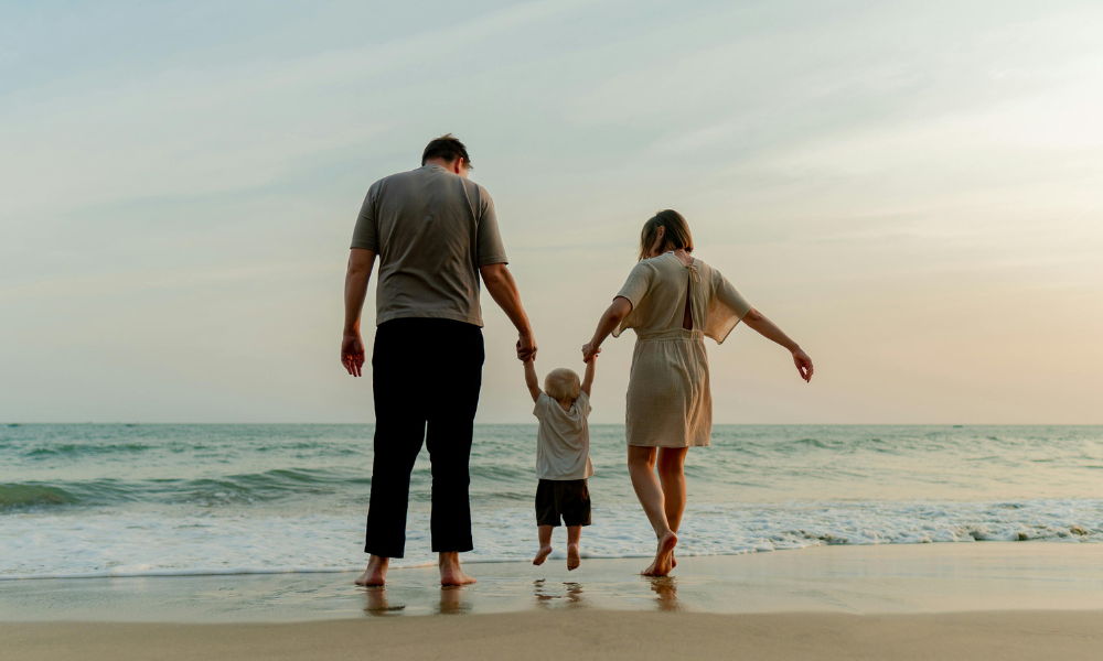Family on the beach