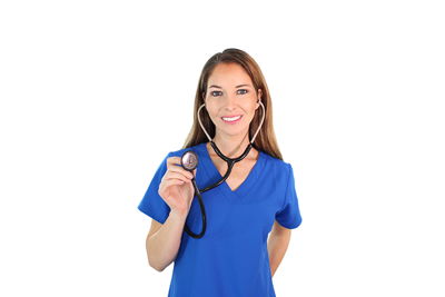 nurse using stethoscope