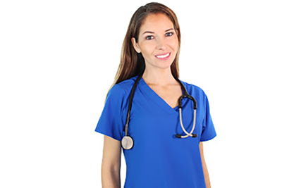 nurse with stethoscope around neck
