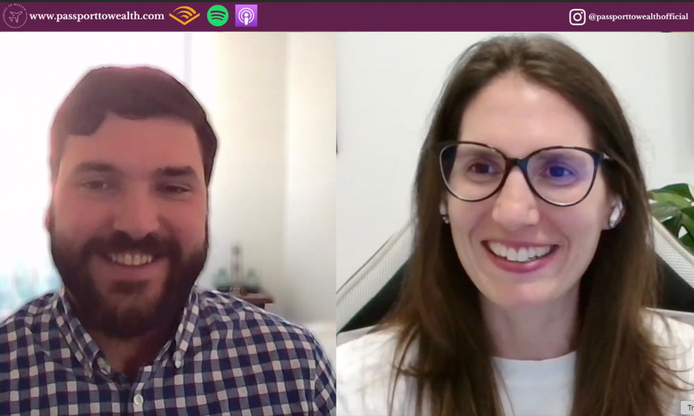 Nicolas Castillo and Arielle Tucker frame from passport to wealth podcast