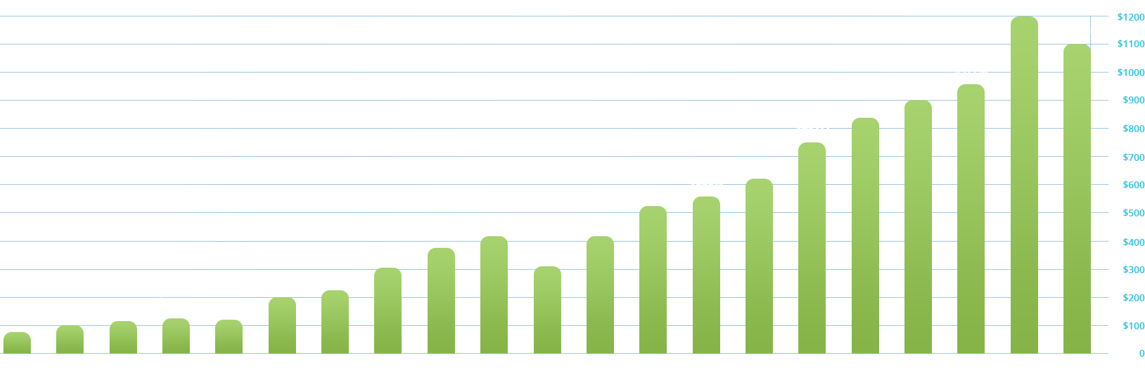 Financial Growth by Client Investment Asset Image of a bar graph showing growth