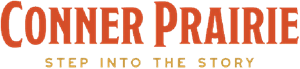 Conner Prairie logo Conner Prairie logo in red letters, step into the story byline