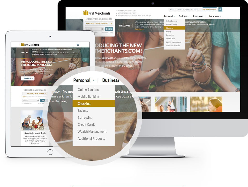 website on various screens