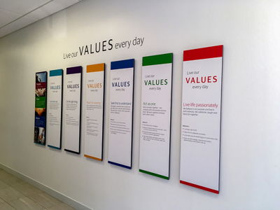 Values Panels on Dimensional Foam Board