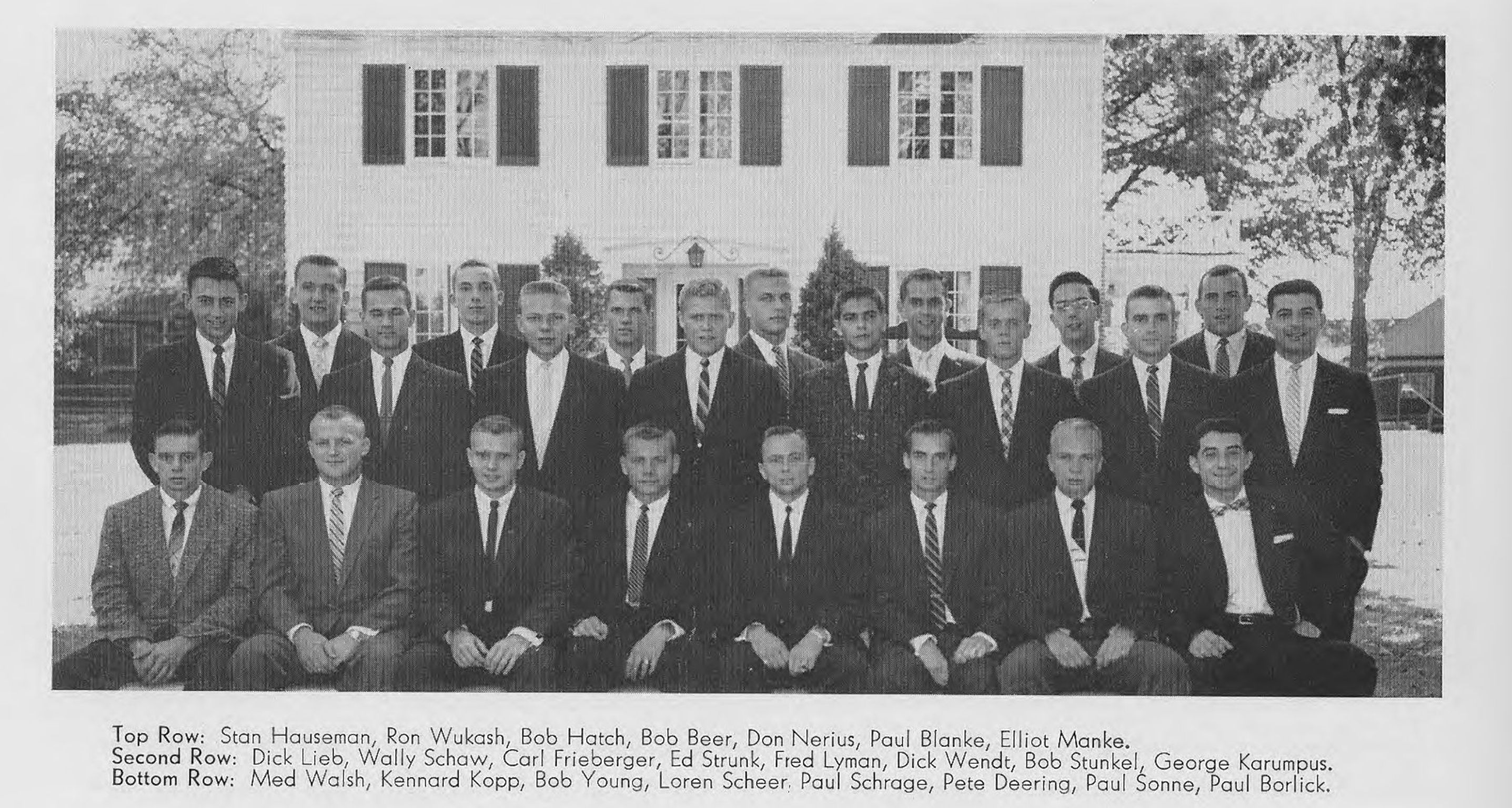 Schrage with his Delta Xi Brothers, 1957 Schrage with his Delta Xi Brothers, 1957