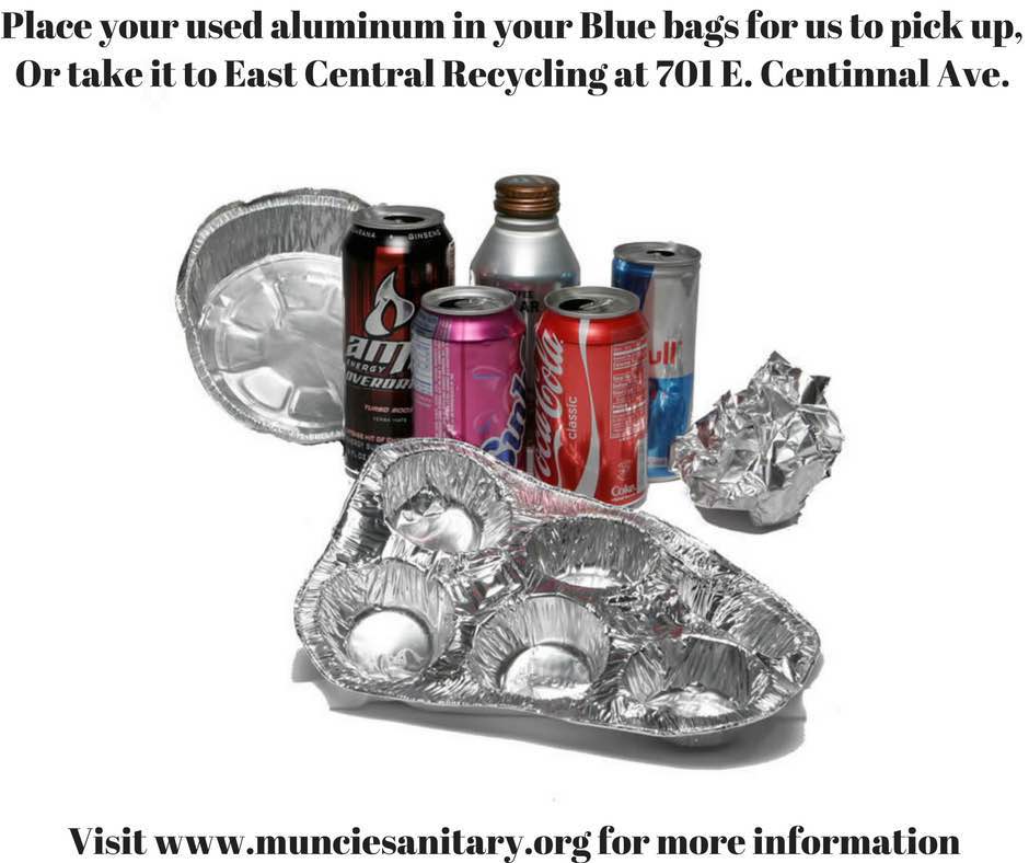 Image of aluminum items to take to ECR or put in blue bag Image of aluminum items to take to ECR or put in blue bag