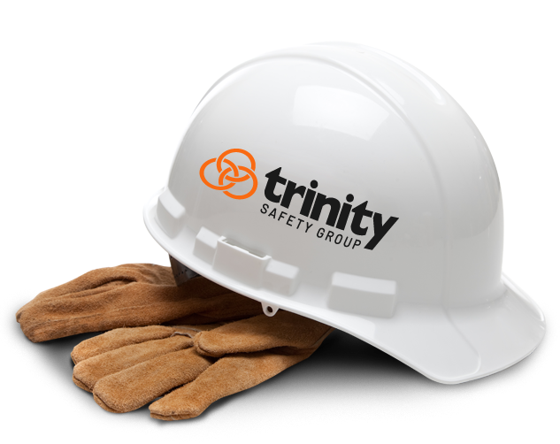 Image of a hardhat with the trinity logo on it