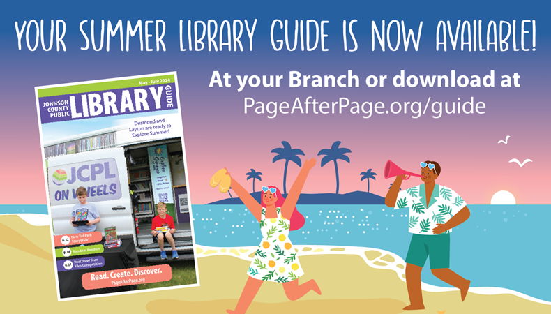 Frolicking people at the beach next to the summer guide cover
