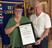 Alting honors retired Meadowlawn Elementary teacher during Delphi Lions Club meeting