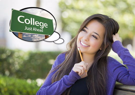 young woman thinking about college