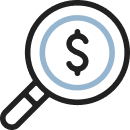 Magnifying glass with dollar sign icon
