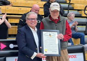 Sen. Alting presents Sagamore of the Wabash to Jerry Hoover