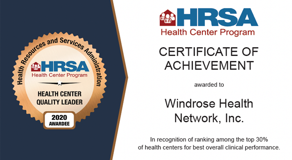 WindRose Health Network Receives HRSA 2020 Quality Improvement Recognition