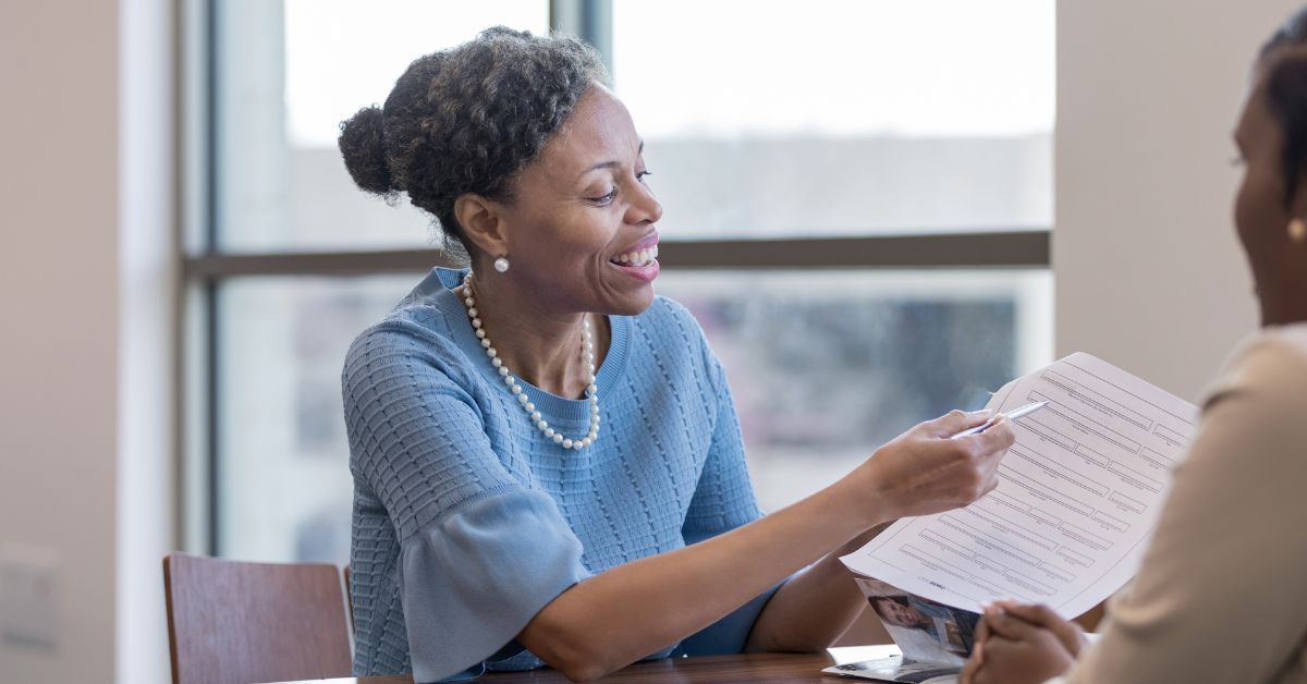 Woman in tax meeting