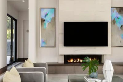 modern livingroom and fireplace