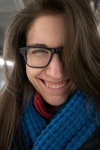 author Francesca Zappia in glasses with blue scarf