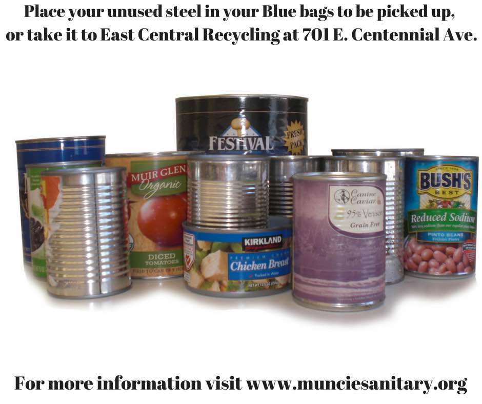 Image of steel items that go in Blue Bag Image of steel items that go in Blue Bag