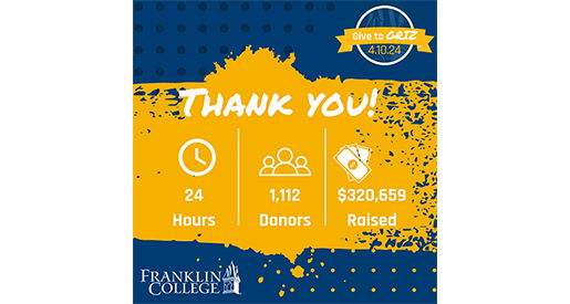 Image for Franklin College Celebrates Most Successful #Givetogriz Campaign