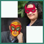 headshots of Cal Cates and Corey Rivera wearing wrestling masks