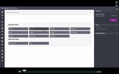 Image of a screenshot of Zephyr for a training video about Building a Form