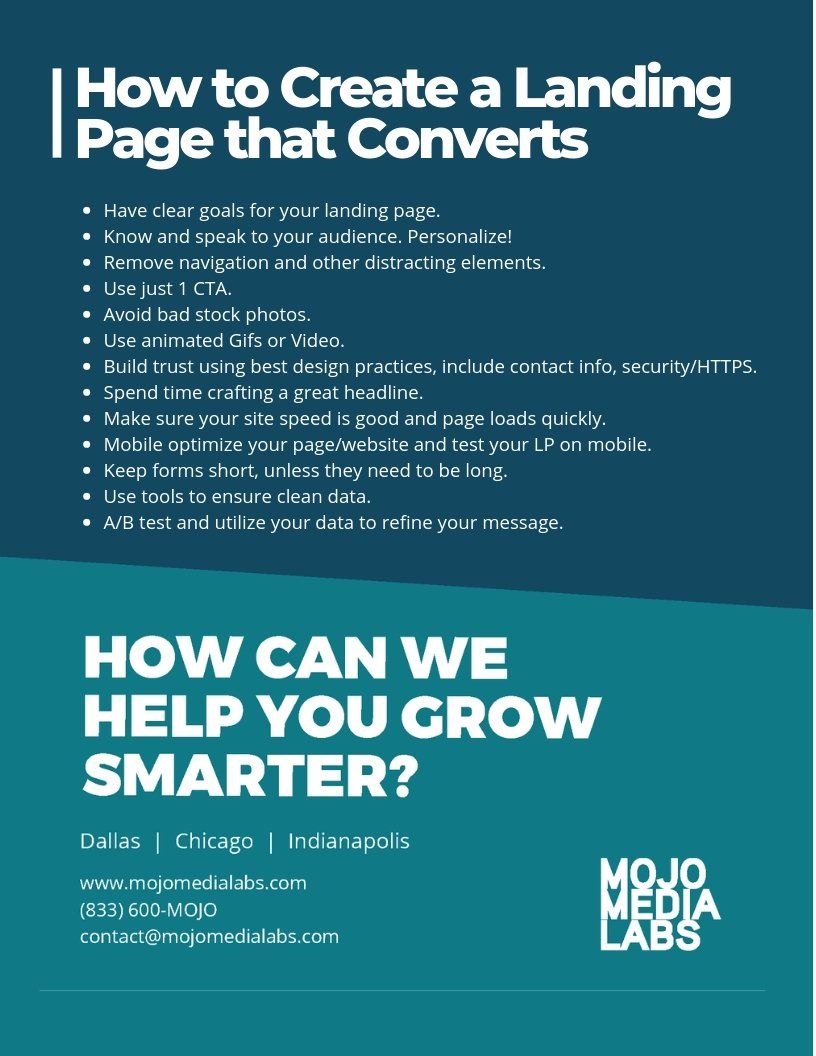 cheat sheet how to create landing pages that convert
