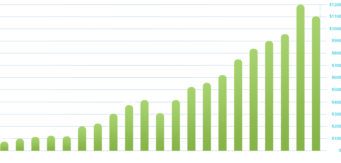 Financial Growth by Client Investment Asset Image of a bar graph showing growth