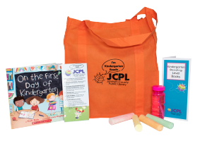 Kindergarten Readiness Bag -- orange bag with supplies for kids