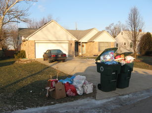 trash cans at curb trash at curb overflowing