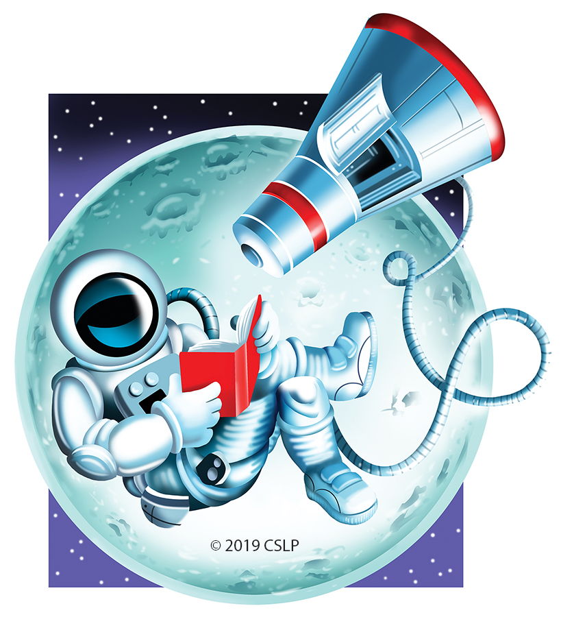 Astronaut space walk with book Astronaut space walk with book