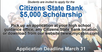 Citizens State Bank $5,000 Scholarship Image for Citizens State Bank $5,000 Scholarship