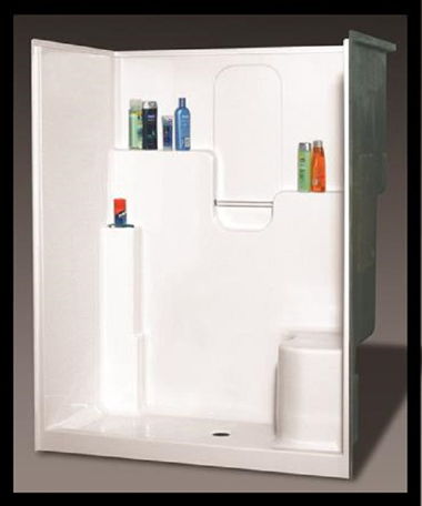 60IN. SHOWER WITH SLIDING ENCLOSURE-BONE/WHITE