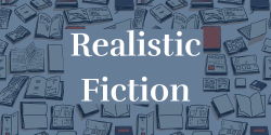 Realistic Fiction words written on blue background with open books