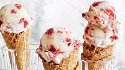 strawberry ice cream cone