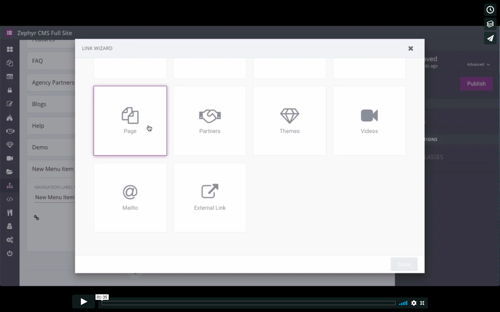 Image of a screenshot of Zephyr for a training video about Managing Your Website Navigation Menu